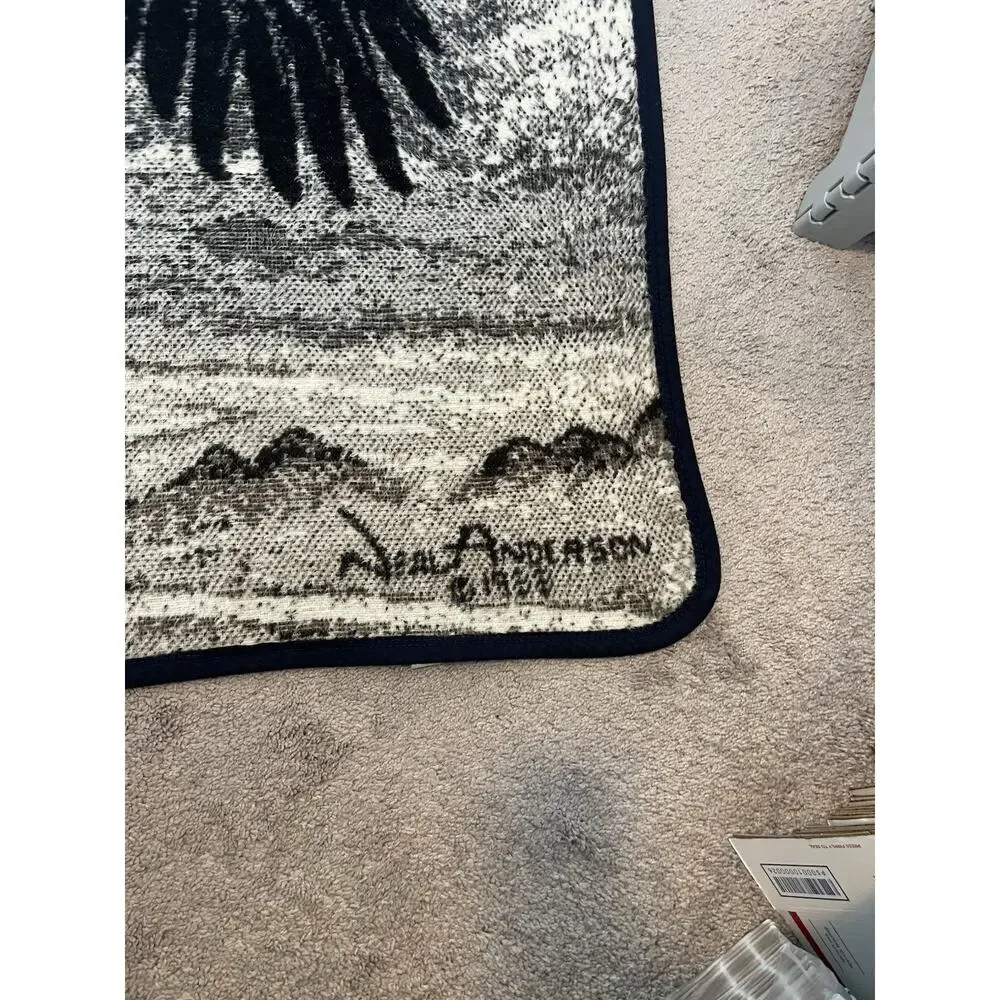 VTG Earth Ragz Bald Eagle Woven Blanket Throw Southwestern Cabin Lodge Americana